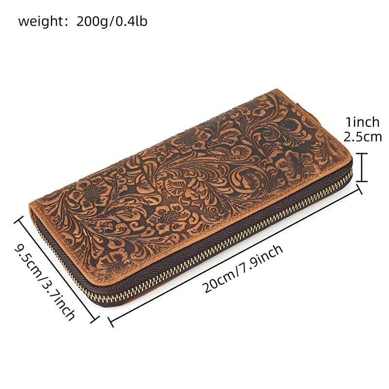 Crazy Horse Leather Wallets For Men And Women Double Zipper - VacationGrabs