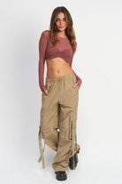 Crew Neck Ruched Bust Crop Top - VacationGrabs