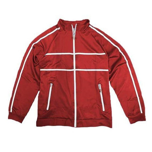 Criss Cross Tape Stripe Track Jacket - VacationGrabs