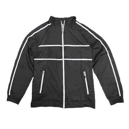 Criss Cross Tape Stripe Track Jacket - VacationGrabs