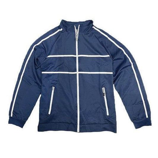 Criss Cross Tape Stripe Track Jacket - VacationGrabs