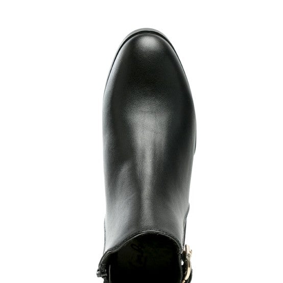 Sleek black croc detail ankle boot for women featuring a stylish design and comfortable fit