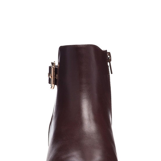 Rag Company burgundy croc detail ankle boot for women with stylish side zipper and sleek design