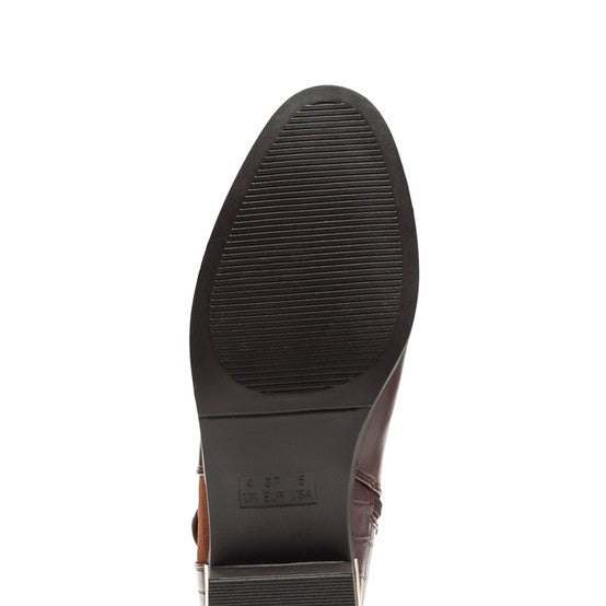 Sole view of Rag Company croc detail ankle boot for women with textured rubber outsole
