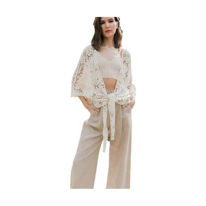 Crochet Floral Petal Kimono Wrap - VacationGrabs