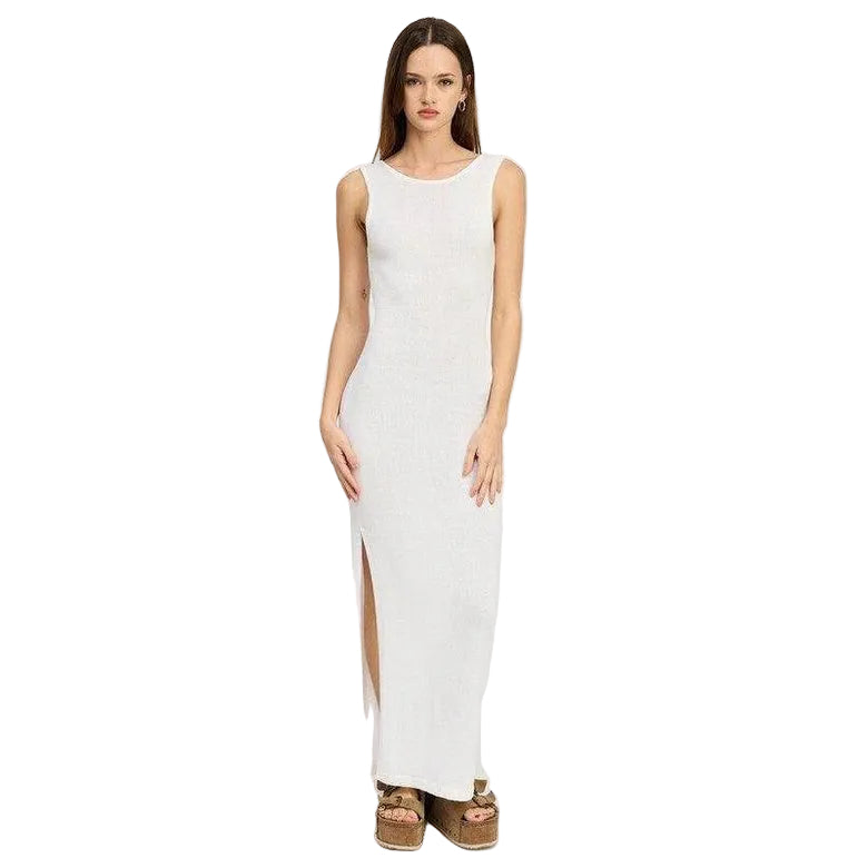 Crochet Maxi Dress With Back Tie Detail - VacationGrabs
