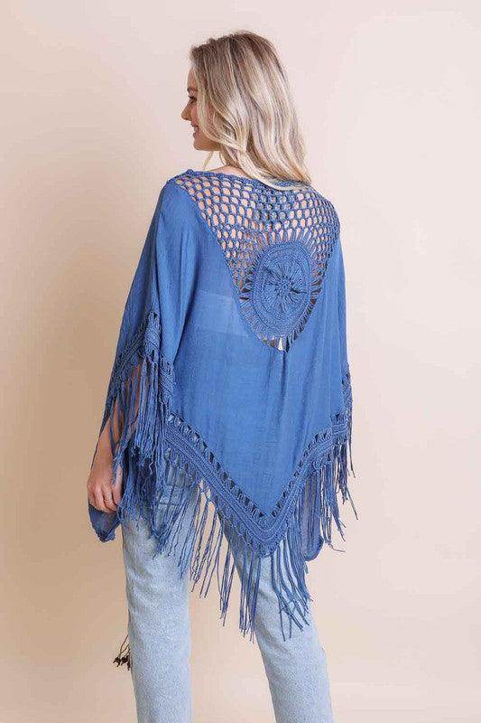 Crochet Medallion Tassel Kimono - VacationGrabs