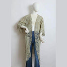 Crochet Open Patch Longline Kimono - VacationGrabs