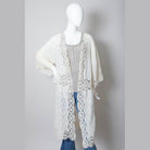 Crochet Open Patch Longline Kimono - VacationGrabs