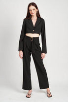 Cropped Jacket With Shirred Detail - VacationGrabs