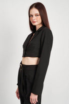 Cropped Jacket With Shirred Detail - VacationGrabs