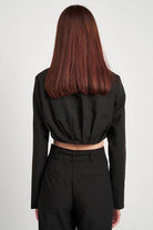 Cropped Jacket With Shirred Detail - VacationGrabs