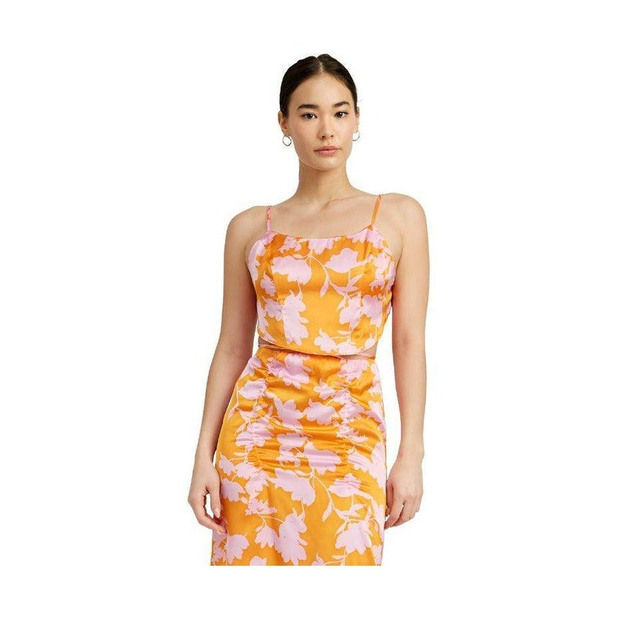 Cropped Woven Top With Back Tie - VacationGrabs