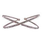 Bella Chic crossed bangle jewelry with sparkling crystals for a stylish accessory look