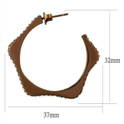 Crystal accented stainless steel earrings in a stylish hoop design with elegant detailing