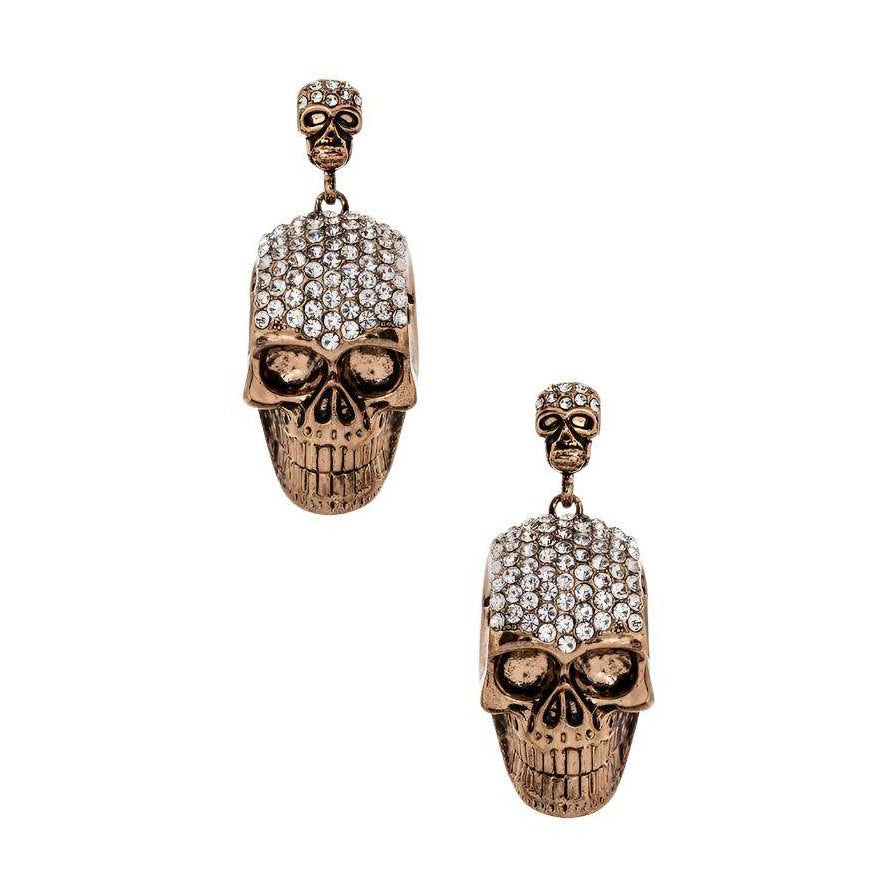 LA Jewelry Plaza crystal skull earrings with sparkling rhinestones for a stylish gothic look