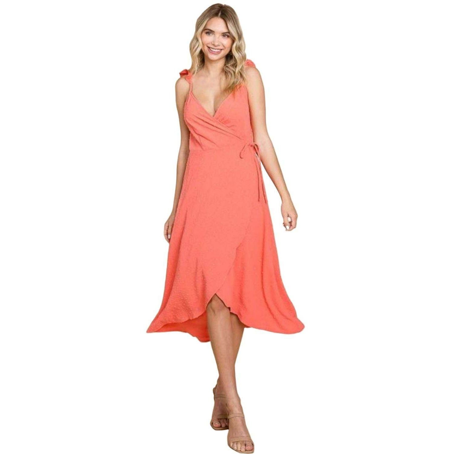 Culture Code Ruffle Detail Surplice Wrap Slip Dress - VacationGrabs