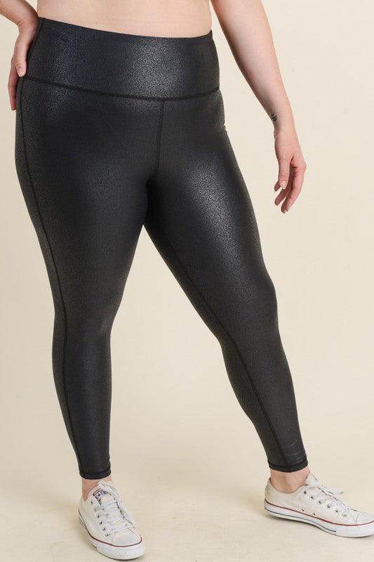 Curvy Og Foil High Waist Leggings - VacationGrabs