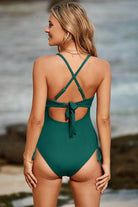 Cutout V-Neck Spaghetti Strap One-Piece Swimwear - VacationGrabs