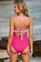 Cutout V-Neck Spaghetti Strap One-Piece Swimwear - VacationGrabs