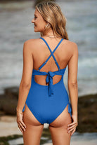 Cutout V-Neck Spaghetti Strap One-Piece Swimwear - VacationGrabs