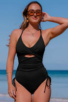 Cutout V-Neck Spaghetti Strap One-Piece Swimwear - VacationGrabs