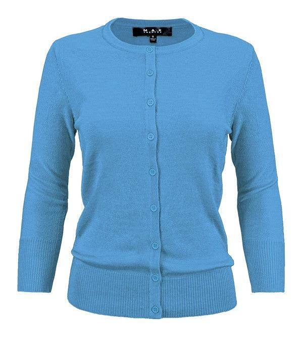 Crewneck Button Down Knit Cardigan Sweater - VacationGrabs