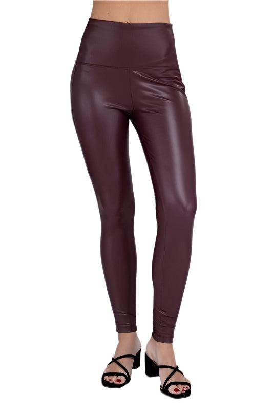 High Rise Faux Leather Leggings - VacationGrabs