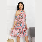 Sew In Love Full Size Fresh-Cut Flowers Cold-Shoulder Dress - VacationGrabs