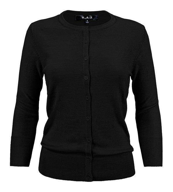 Crewneck Button Down Knit Cardigan Sweater - VacationGrabs