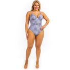 Swimwear - One Piece Buckle Belt Embellish Denim Swimsuit - VacationGrabs