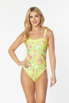 One Piece Bathing Suit Floral Print Tie Straps - VacationGrabs