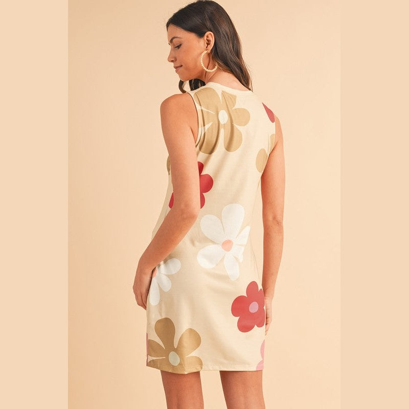 SHEWIN INC. Women's Daisy print tank dress with a floral design in soft colors