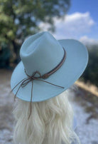 Dandy Panama hat vacation style in light blue with leather strap for sunny days out