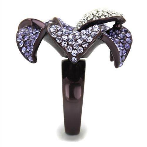 Stunning dark brown flower cocktail ring adorned with sparkling crystals for elegant accessorizing