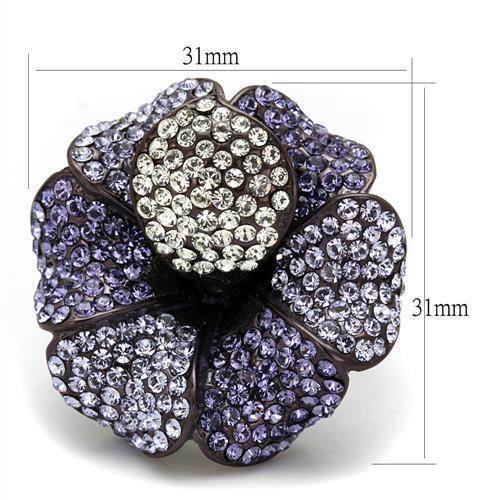 Dark brown flower cocktail ring embellished with sparkling crystals for elegant occasions
