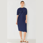 Pleated Dolman Sleeve Dress - VacationGrabs