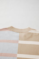 Khaki Stripe Colorblock Oversized Sweater - VacationGrabs