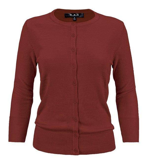 Crewneck Button Down Knit Cardigan Sweater - VacationGrabs