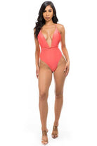 Deep V-Neck One-Piece Bathing Suit - VacationGrabs