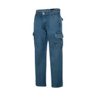 Generation XYZ blue denim travel cargo pants for men with multiple pockets and relaxed fit
