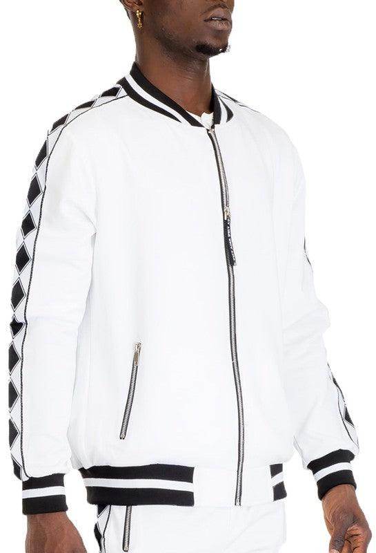 Men's White Diamond Tape Track Set - VacationGrabs