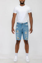 Distressed Stretch Denim Shorts - VacationGrabs