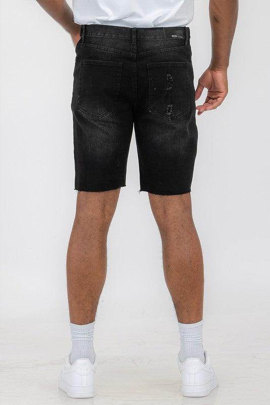 Distressed Stretch Denim Shorts - VacationGrabs