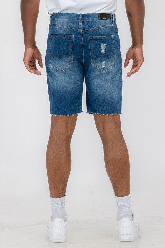 Distressed Stretch Denim Shorts - VacationGrabs