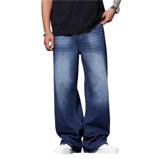 Mens Wide Leg Baggy Jeans Loose Denim Pants Streetwear - VacationGrabs