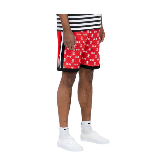 WEIV Double O Tape casual sweat shorts in red with white logo print and black side stripes