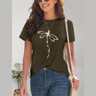 Dragonfly Graphic Round Neck Short Sleeve T-Shirt - VacationGrabs