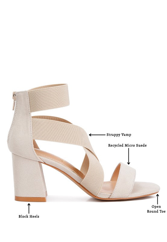 Women's strappy sandals in beige, recycled micro suede, ideal for travel