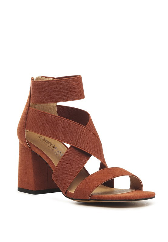 Women's rust strappy sandals for travel with block heel